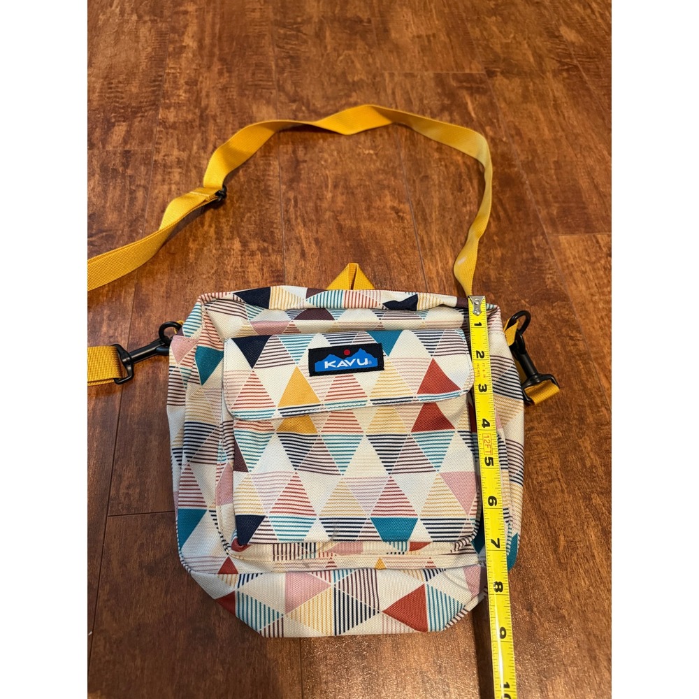 Kavu For Keeps Crossbody Bag Geometric Triangle Canvas Multi-Color Adjustable